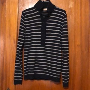 Tory Burch Mock Neck Striped Sweater